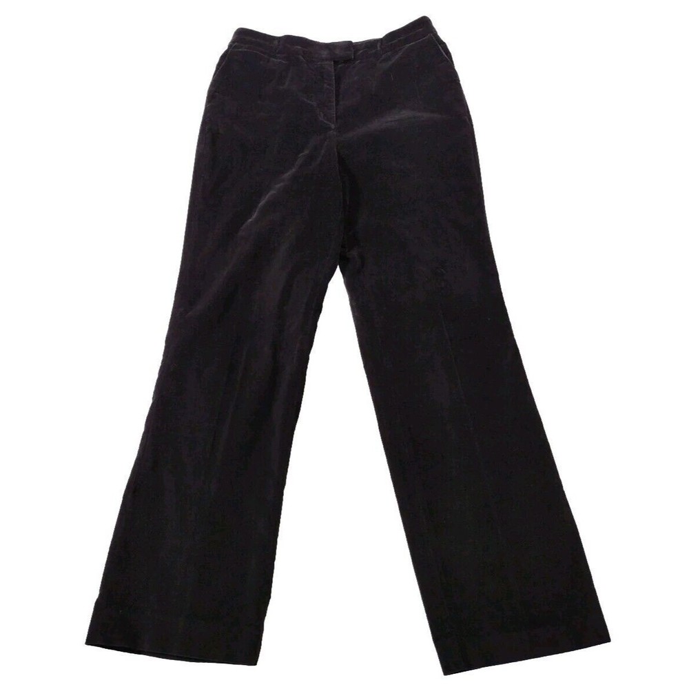 Vintage Velour Pants Women's Black Soft Trousers Stretch Zip Pockets Size 12